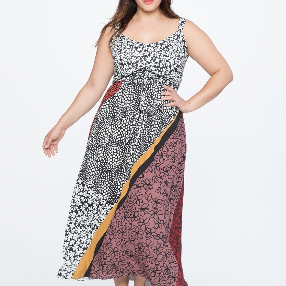 Tie Waist Printed Maxi Dress